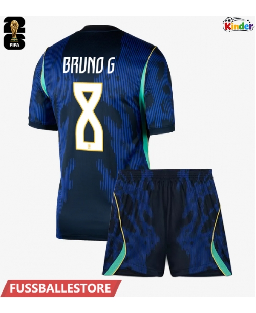 Günstige Brasilien Bruno Guimaraes #8 Auswärts Trikotsatzt Kinder WM 2026 Kurzarm (+ Kurze Hosen)